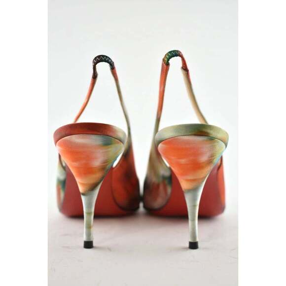 Christian Louboutin Clare Sling 80 Red Crepe Satin Impressioniste Heel Pump 38 - Picture 9 of 9